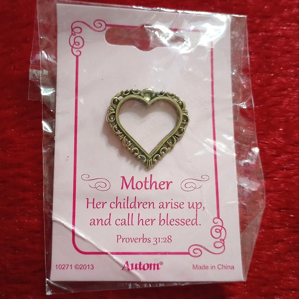 Mother Proverbs Heart Pin